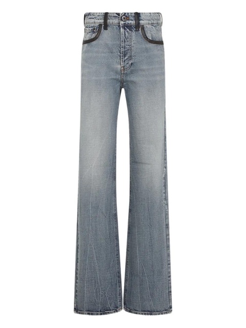 Miu Miu leather-trimmed jeans - Blue - zdjęcie produktu nr 1