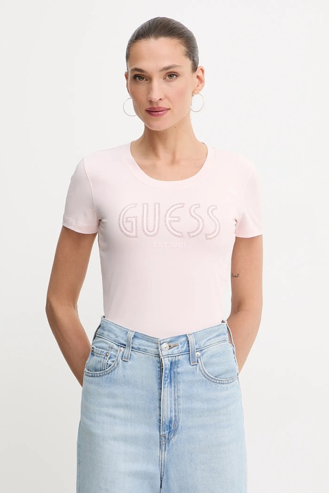 Guess t-shirt damski kolor różowy W5YI05 J1314 - zdjęcie produktu nr 1