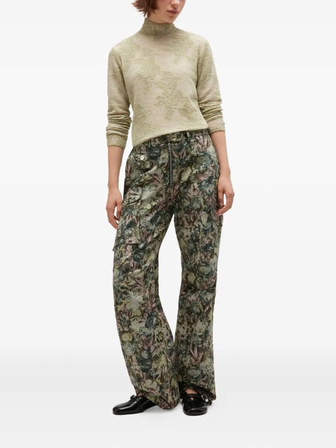 GANNI flower jacquard mockneck sweater - Green - zdjęcie produktu nr 1