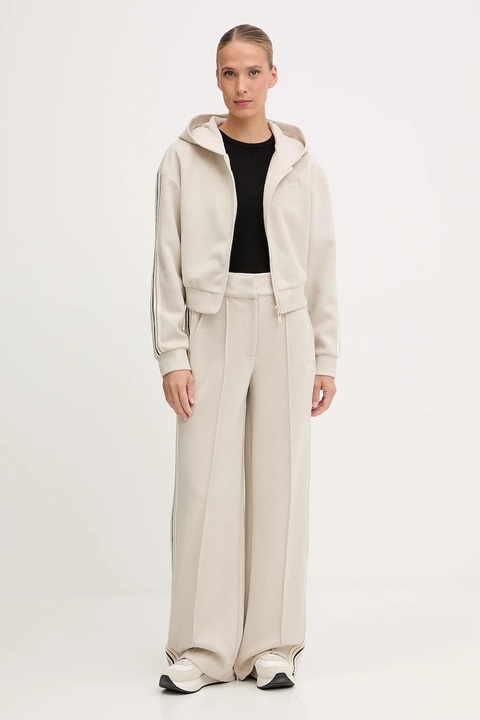 Guess bluza z domieszką wełny MURIEL damska kolor beżowy z kapturem z aplikacją V5BQ17 KCX52 - zdjęcie produktu nr 2