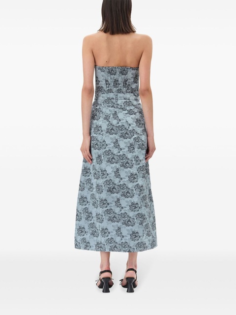 GANNI Botanical jacquard midi dress - Blue - zdjęcie produktu nr 2