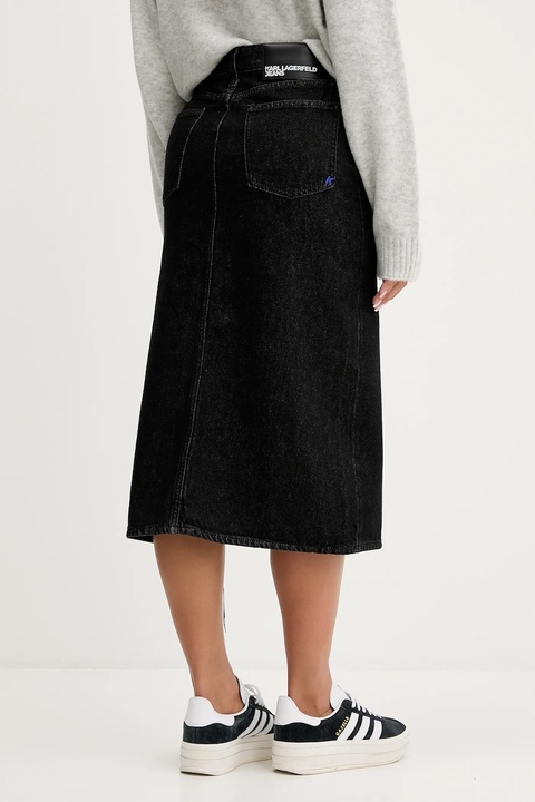 Karl Lagerfeld Jeans spódnica jeansowa kolor czarny midi prosta A4W12002 - zdjęcie produktu nr 2