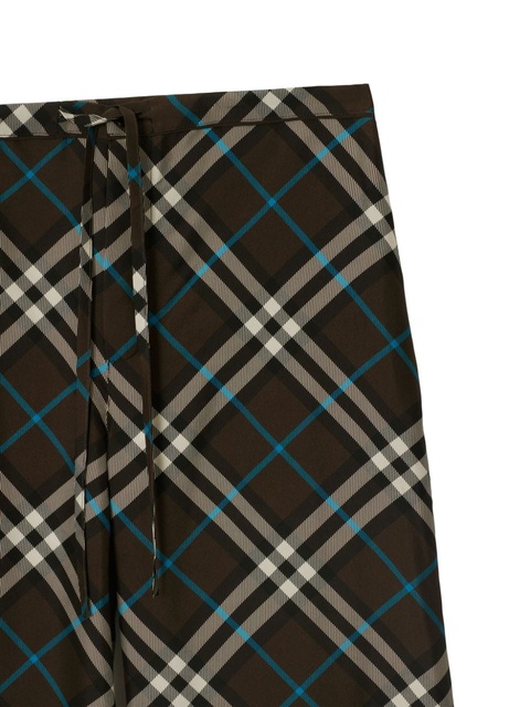 Burberry check-pattern silk trousers - Brown - zdjęcie produktu nr 2