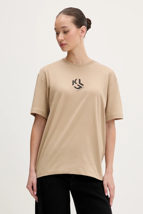 Karl Lagerfeld Jeans t-shirt damski kolor beżowy B1W17086 - zdjęcie produktu nr 1