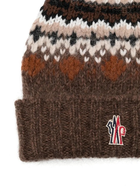 Moncler Grenoble fair isle intarsia beanie - Brown - zdjęcie produktu nr 2