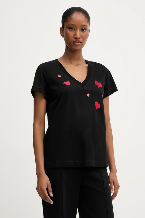 Karl Lagerfeld t-shirt bawełniany damski kolor czarny A3W17017 - zdjęcie produktu nr 1
