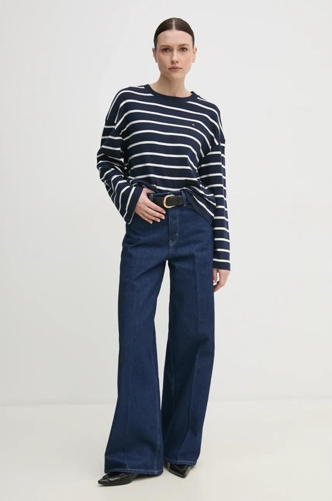 Tommy Hilfiger longsleeve bawełniany kolor granatowy WW0WW45519 - zdjęcie produktu nr 2