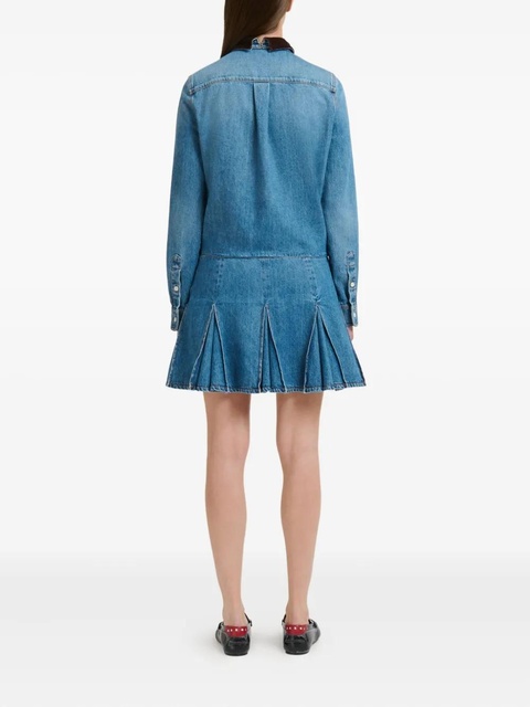 Marni x Slawn & Soldier embroidered pleated denim mini dress - Blue - zdjęcie produktu nr 2