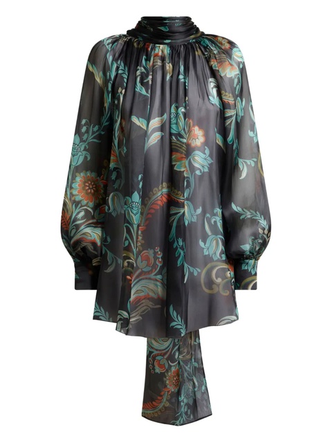 ETRO daffodil-motif high-neck blouse - Black - zdjęcie produktu nr 1