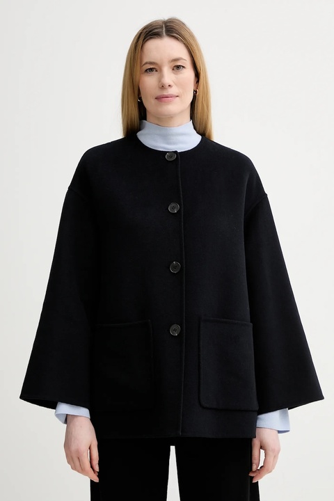 Marc O'Polo płaszcz z dodatkiem wełny kolor granatowy 600005170013 - zdjęcie produktu nr 2