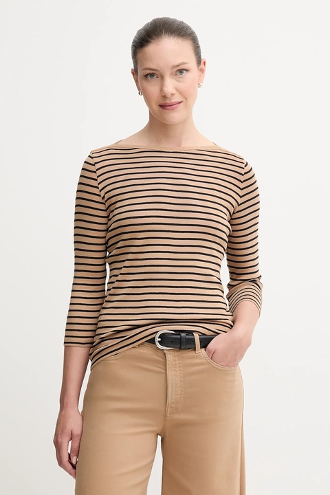 United Colors of Benetton longsleeve bawełniany kolor brązowy 30YSD109W - zdjęcie produktu nr 1
