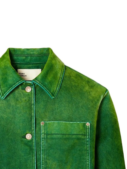 Tory Burch button-fastening patch-pocket denim jacket - Green - zdjęcie produktu nr 2