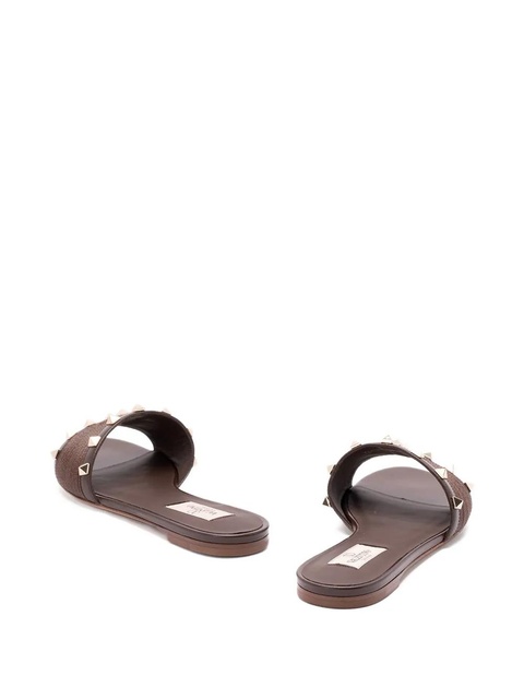 Valentino Garavani Rockstud leather flat sandals - Brown - zdjęcie produktu nr 2