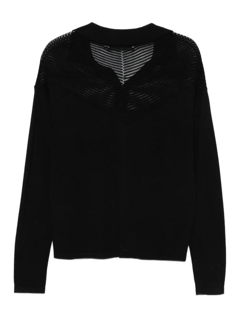 Proenza Schouler polo-collar ribbed top - Black - zdjęcie produktu nr 2