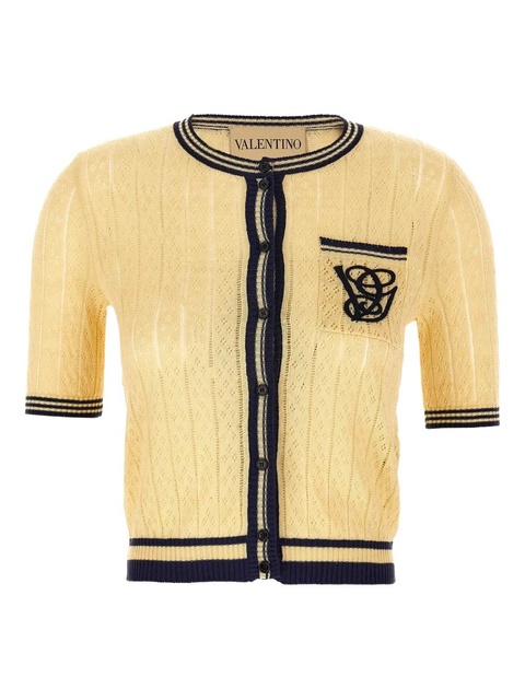 Valentino Garavani embroidered-logo short-sleeve cardigan - Yellow - zdjęcie produktu nr 1