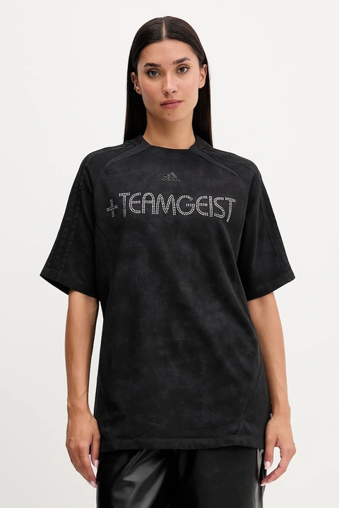 adidas Originals t-shirt bawełniany Rhinestone Tee damski kolor czarny KF3113 - zdjęcie produktu nr 1