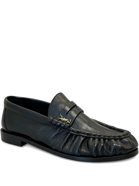 Saint Laurent logo-plaque leather loafers - Black - zdjęcie produktu nr 1