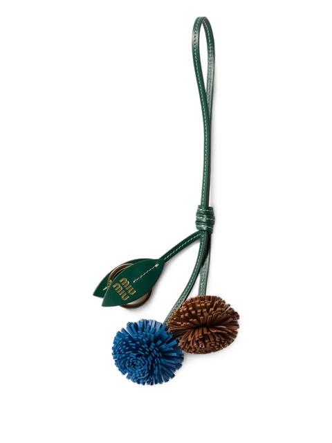 Miu Miu leather leaf-detail keyring - Green - zdjęcie produktu nr 1