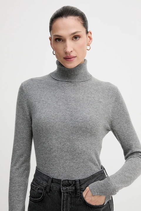 Sisley sweter z domieszką wełny damski kolor szary lekki z golfem 102HM2174 - zdjęcie produktu nr 2