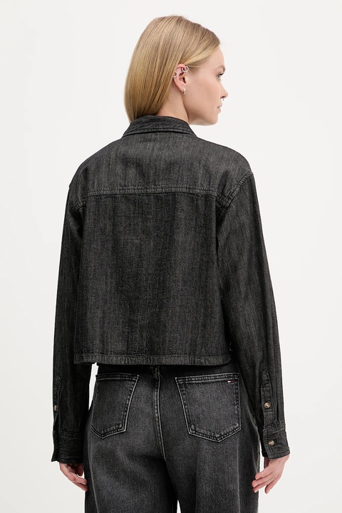 Guess Jeans koszula bawełniana damska kolor czarny relaxed z kołnierzykiem klasycznym W5BH0D D6161 - zdjęcie produktu nr 2