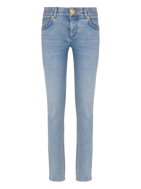 Balmain faded-wash button-embellished jeans - Blue - zdjęcie produktu nr 1