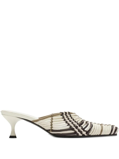 Burberry woven check leather mules - White - zdjęcie produktu nr 1