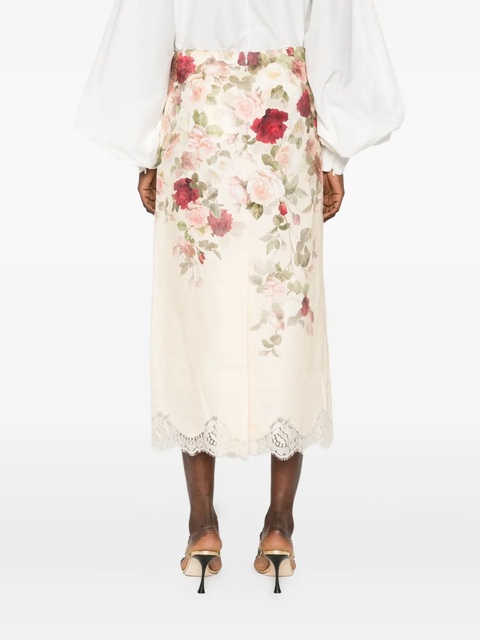 ZIMMERMANN floral-print lace-trimmed skirt - Neutrals - zdjęcie produktu nr 2