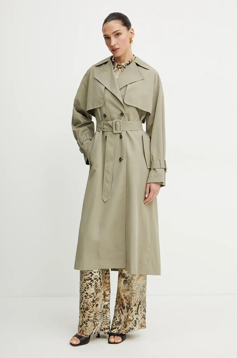 Guess trencz AMIRA damski kolor zielony przejściowy oversize W5GL33 WHAE2 - zdjęcie produktu nr 1