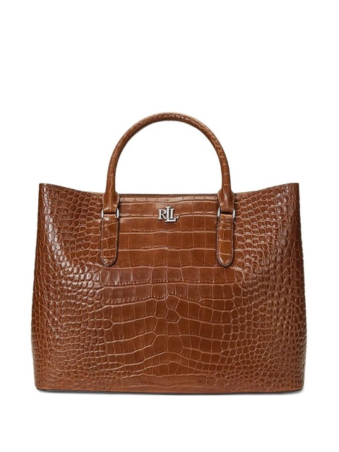 Lauren Ralph Lauren large embossed leather tote bag - Brown - zdjęcie produktu nr 1