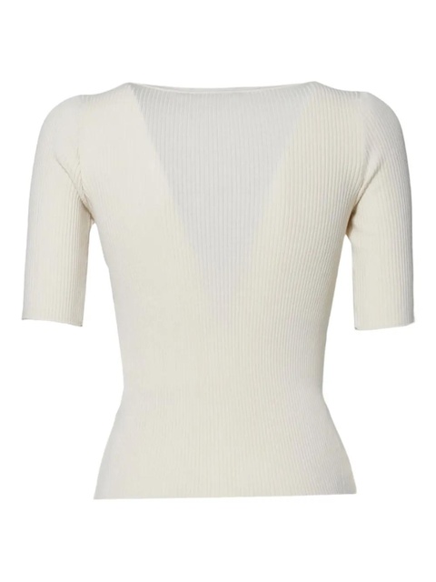 Weekend Max Mara rib-knit T-shirt - White - zdjęcie produktu nr 2