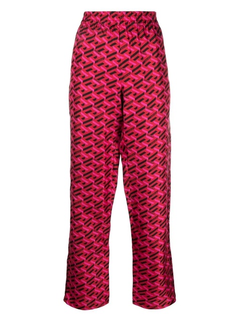 Versace logo-print silk pyjama bottoms - Red - zdjęcie produktu nr 1