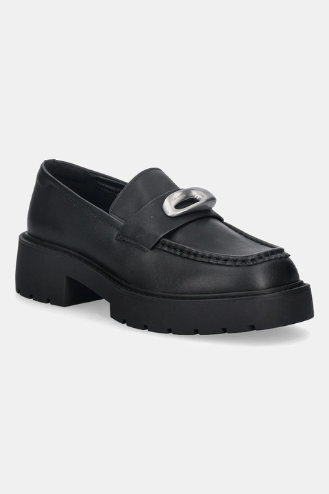 Calvin Klein mokasyny skórzane CHUNKY LOAFER LTH HW damskie kolor czarny na platformie YW0YW01912 - zdjęcie produktu nr 1