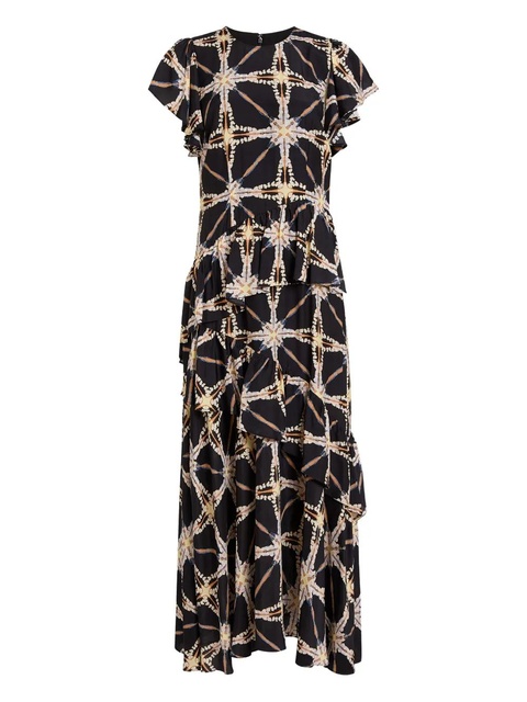 Marie Oliver Quinby ruffled tiered midi dress - Black - zdjęcie produktu nr 1