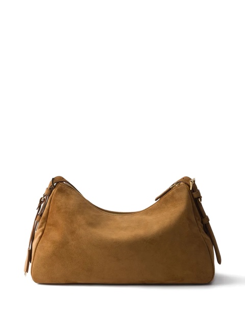 Prada large Aimèe zip-top suede tote bag - Brown - zdjęcie produktu nr 2