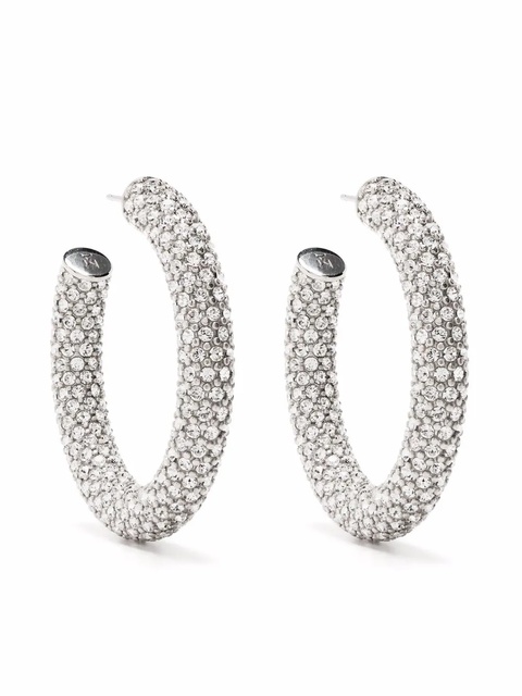 Amina Muaddi medium crystal-embellished hoop earrings - Silver - zdjęcie produktu nr 1