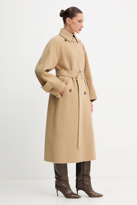 Weekend Max Mara płaszcz wełniany CADINE kolor beżowy 2525016022600 - zdjęcie produktu nr 2