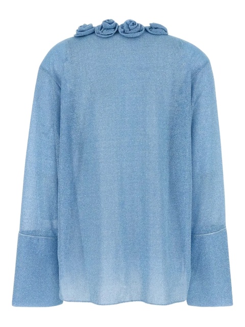 Oséree rose-embellished lurex cardigan - Blue - zdjęcie produktu nr 2