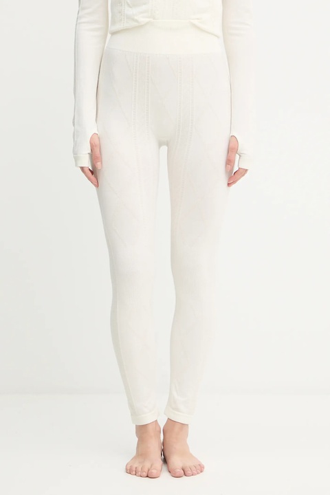 BOSS legginsy z dodatkiem wełny kolor beżowy gładkie 50544396 - zdjęcie produktu nr 1