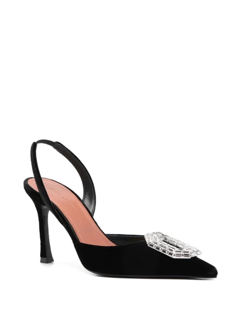 Amina Muaddi 90mm Camelia embellished-detail pumps - Black - zdjęcie produktu nr 2