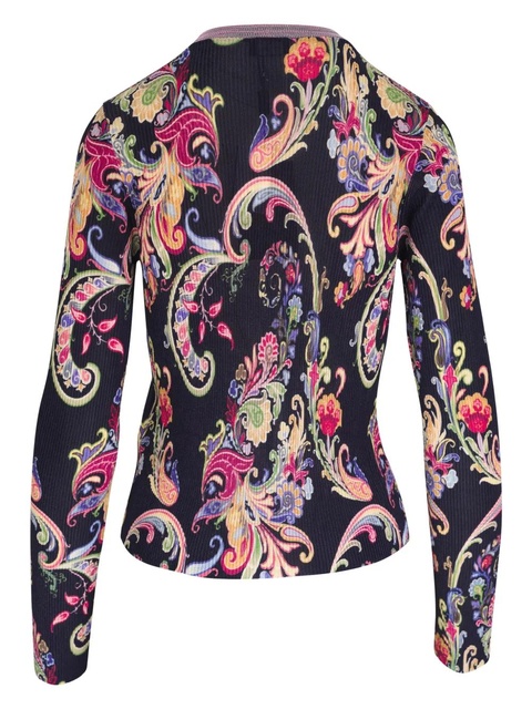ETRO floral-print ribbed-knit cardigan - Blue - zdjęcie produktu nr 2