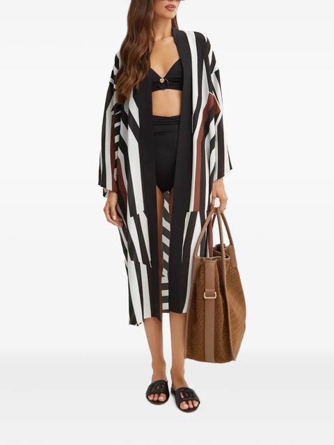Max Mara Ovatte striped v-neck cover-up - Black - zdjęcie produktu nr 2