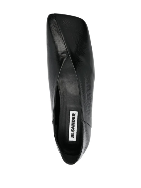 Jil Sander square-toe leather ballerina shoes - Black - zdjęcie produktu nr 2