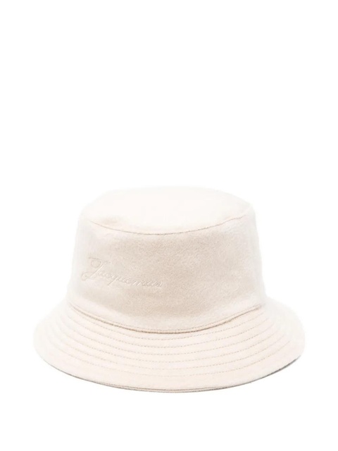 Jacquemus embroidered-logo bucket hat - Neutrals - zdjęcie produktu nr 1