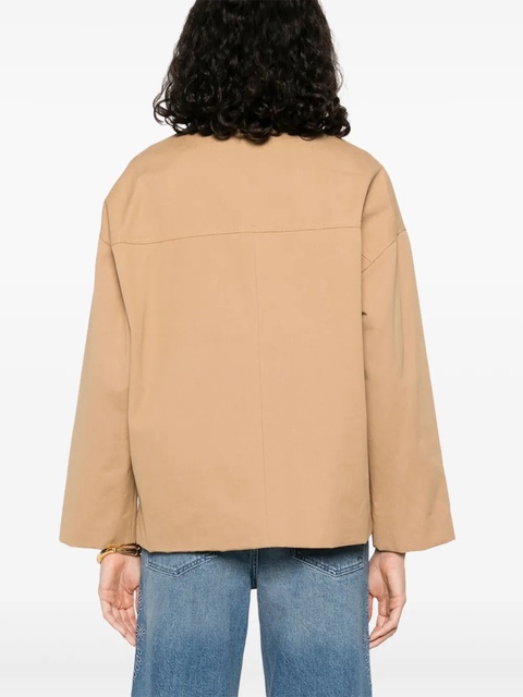 Maje leather-collar cotton jacket - Neutrals - zdjęcie produktu nr 2