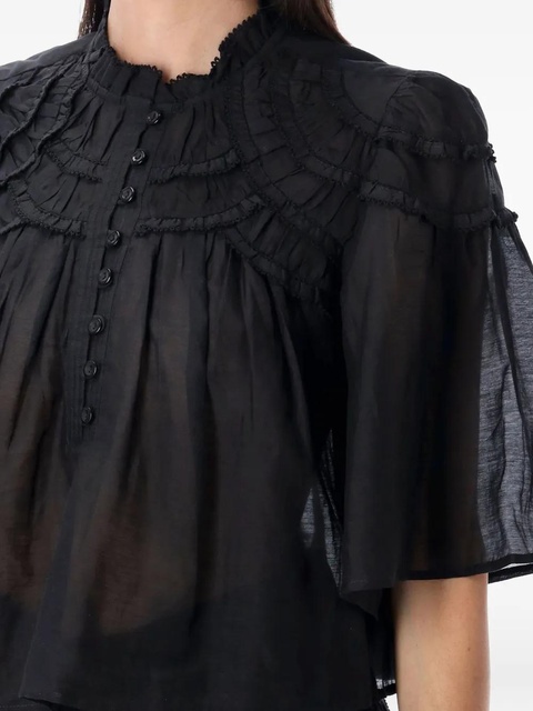 MARANT ÉTOILE Carmen ruffled-frill blouse - Black - zdjęcie produktu nr 2