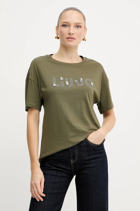 Liu Jo t-shirt bawełniany damski kolor zielony MF5347 JS923 - zdjęcie produktu nr 1
