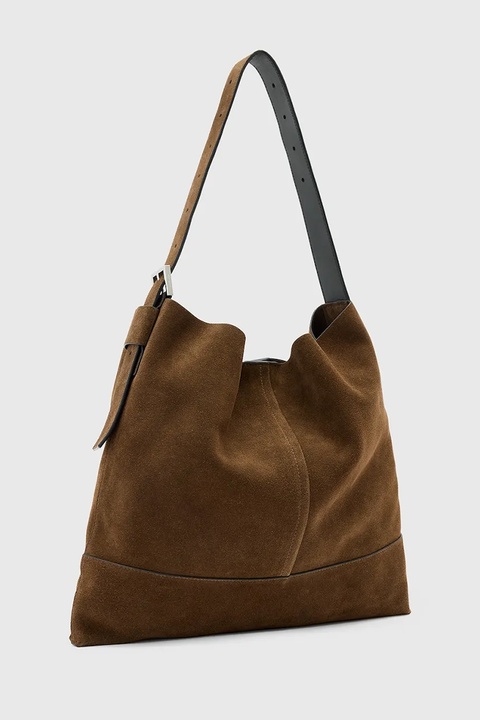 AllSaints torebka zamszowa ASHA kolor brązowy W368XD - zdjęcie produktu nr 2