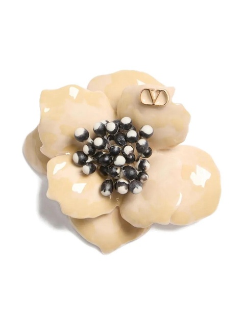 Valentino Garavani Fleur Lumineuse VLogo brooch - Neutrals - zdjęcie produktu nr 1