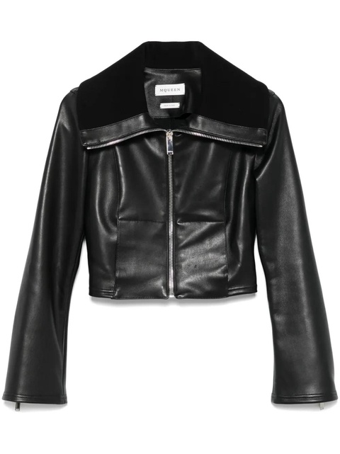 Alexander McQueen folded-collar leather jacket - Black - zdjęcie produktu nr 2