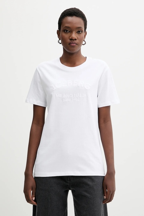 Iceberg t-shirt bawełniany damski kolor biały F021 6327 - zdjęcie produktu nr 1